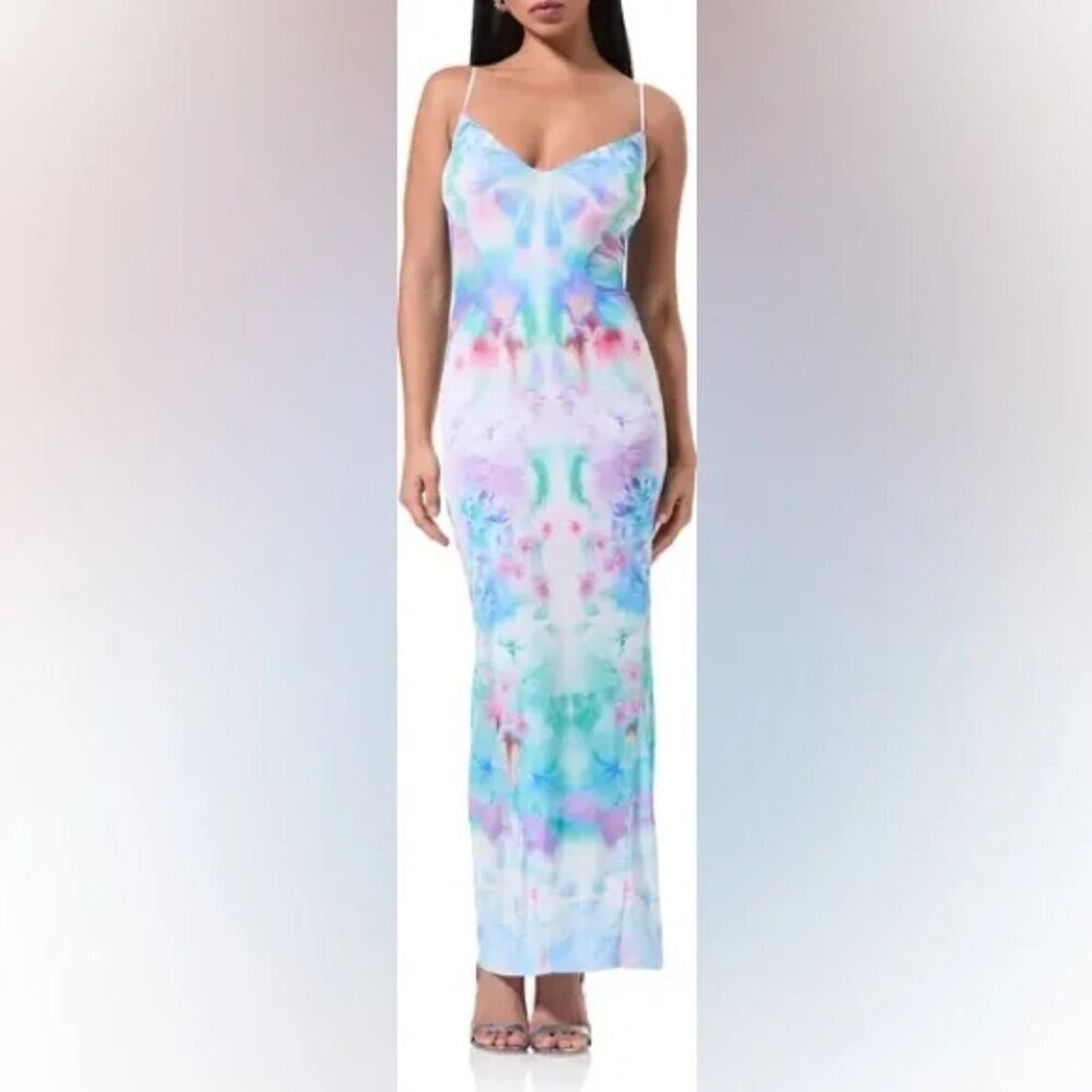 NWT AFRM Alyson Mesh Panel Maxi Dress